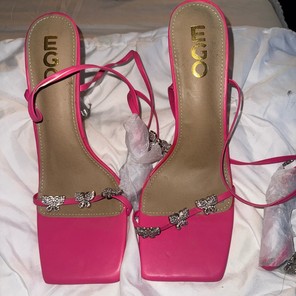 EGO Fuchsia Heels with Butterfly Details